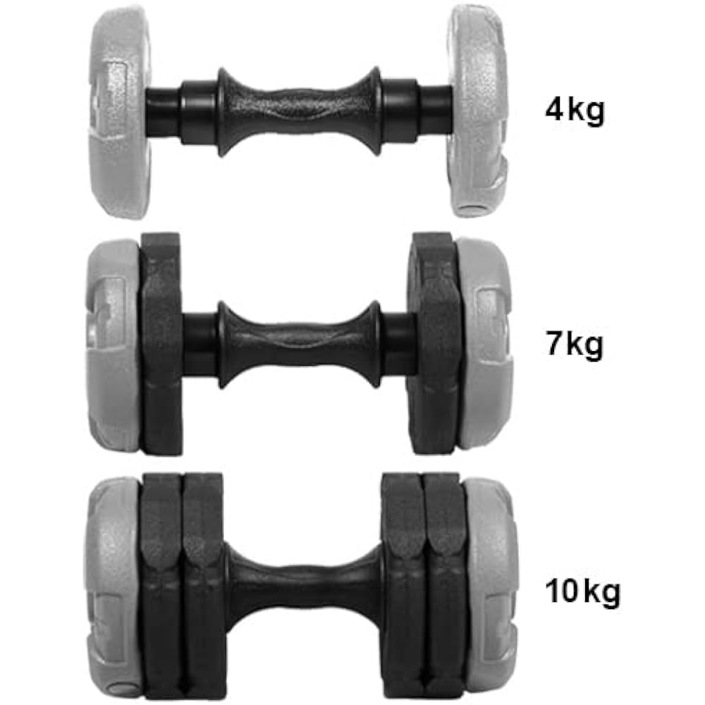 Leading Edge Adjustable Dumbbell Army Dumbbell 10kg x 2 Piece Set Adjustable Odorless Rust Free Muscle Training Gray x Black
