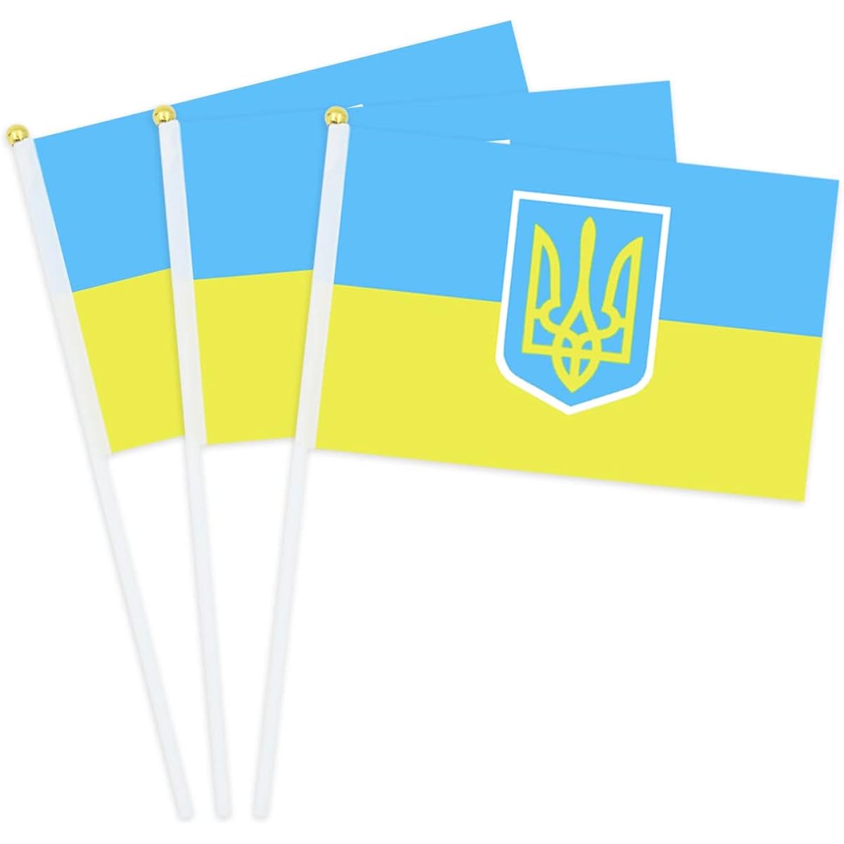 Ukraine Handheld Flag 5.5 x 8.3 Inch Ukraine Flag Ukraine Hand Waving Mini Stick Flags for Outdoor Indoor Decoration Festival Parade Party Decoration