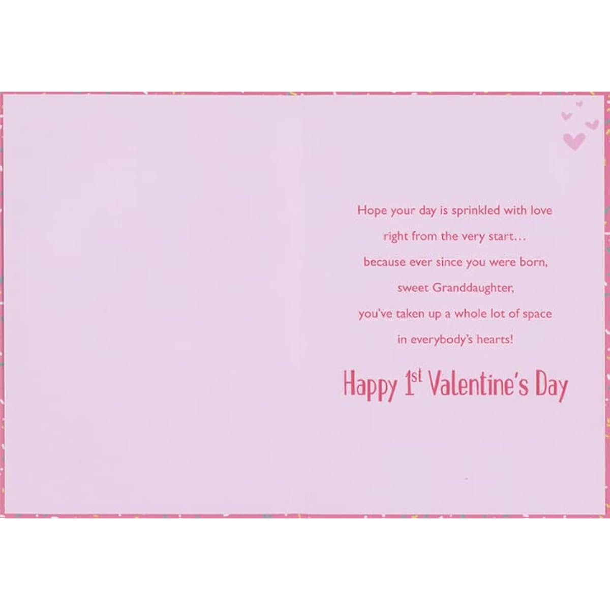 Designer Greetings Smiling Donut with Pink Frosting and Heart-Shaped Hole 1st / First Valentine's Day Card for Granddaughter