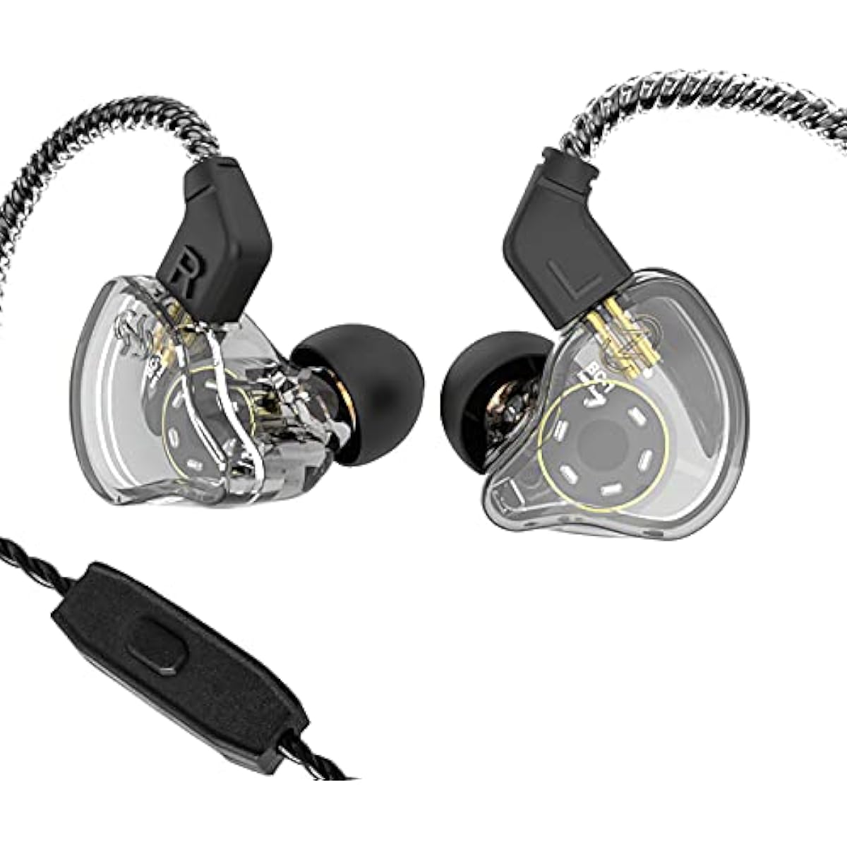 ccz Keephifi Melody Earphones Wired with HD Mic Monitor Earphones 1DD+1BA Hybrid In-Ear Earphones Phone Call Headphones for Running, Meetings, Work, Riding (With Transparent Microphone)