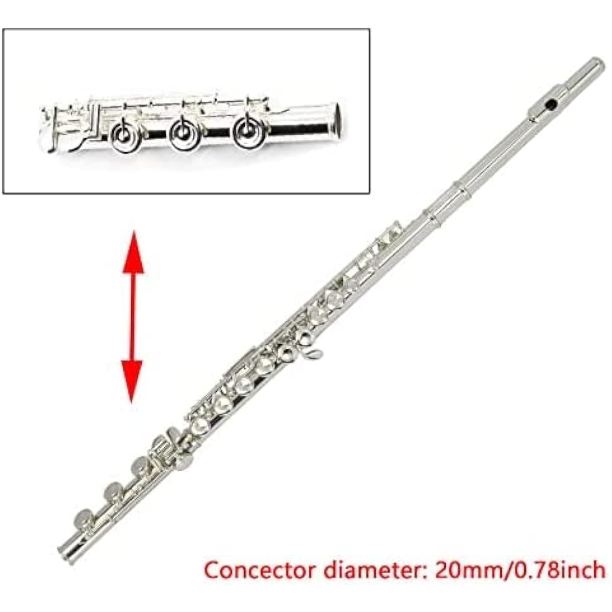 Jiayouy Silver Plated 17 Holes Flute Feet Joint B Flute Repair Parts Musical Instrument Accessories
