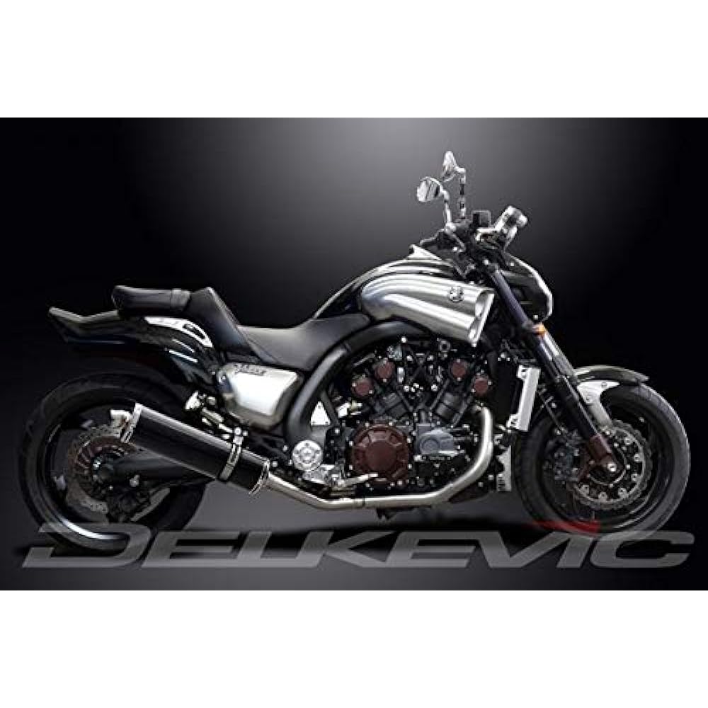 DELKEVIC Slip-on Carbon Oval Muffler for YAMAHA VMAX 1700 Catalyst Straight 2009-2017 450mm KIT08E0