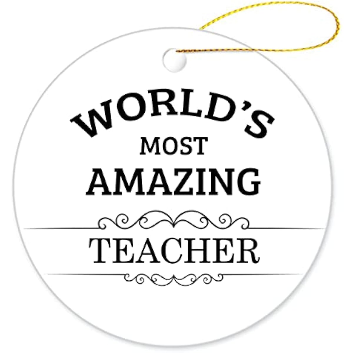 The World's Most Amazing Teacher Ornament - 3 Inch Ceramic Christmas Ornament Decoration Tree Hanging Ornament Present Thank You Gift Idea Teacher Appreciation Gift Keepsake Souvenir Gift