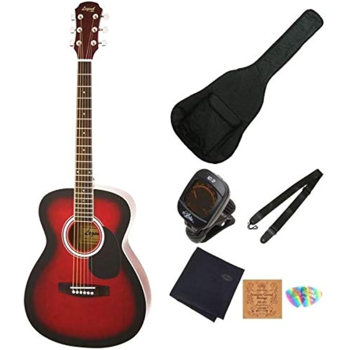 Legend by Aria FG-15/RS Acoustic Guitar Beginner Set, Aria Red Shade