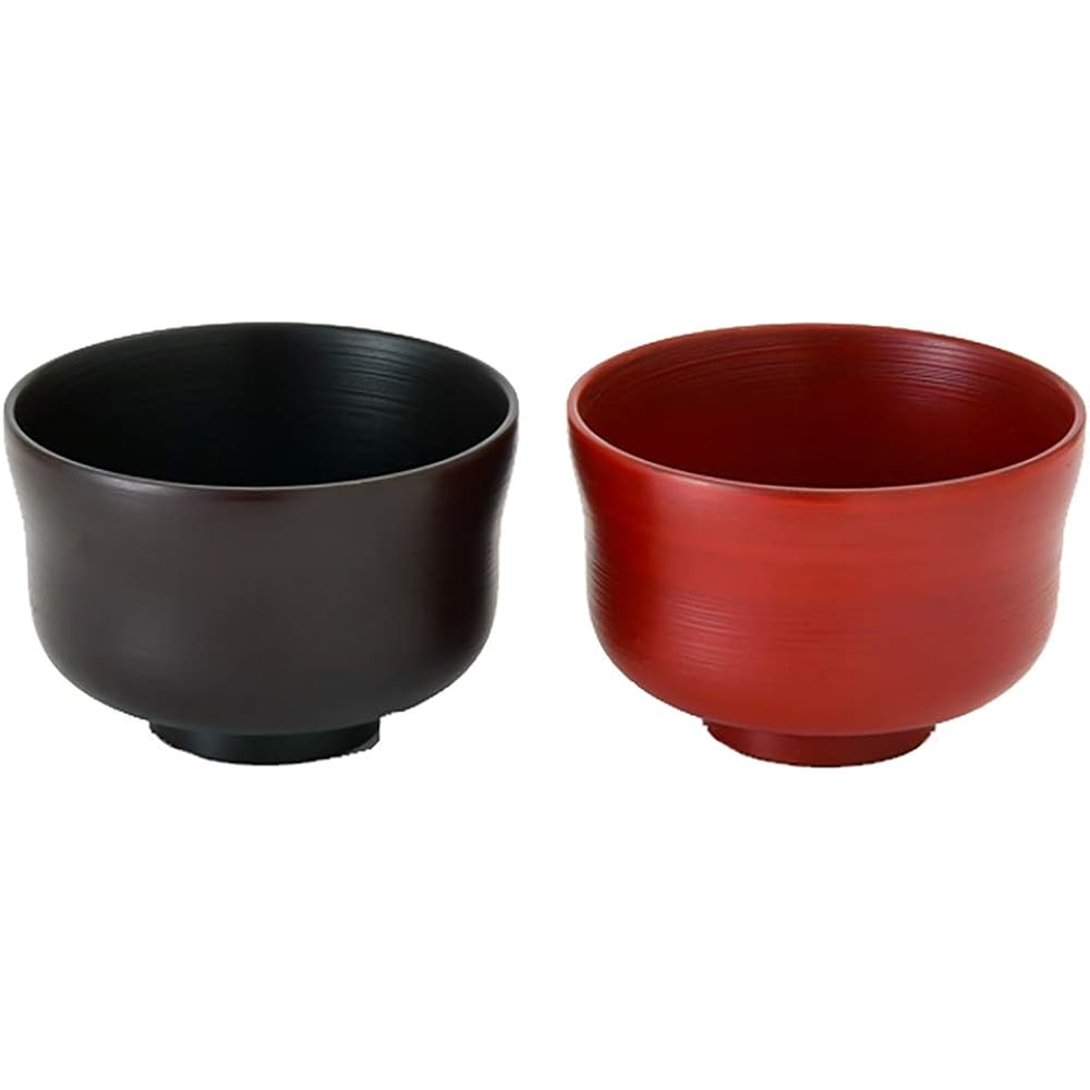 Hiroharu Echizen Lacquerware Ball-shaped Soup Bowl Approx. 11cm Set of 2 Dishwasher Safe Plum A-25 Red