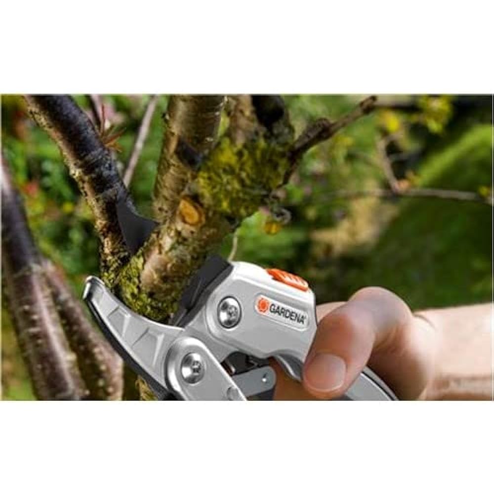 GARDENA Pruning Shears, Cutting Diameter 25mm, Anvil Type, Ratchet Type, Pruning Shears, Grass Cutting, Branch Cutting, Gardening, Garden 8798-20, Made in Germany, Up to 25 Years Warranty