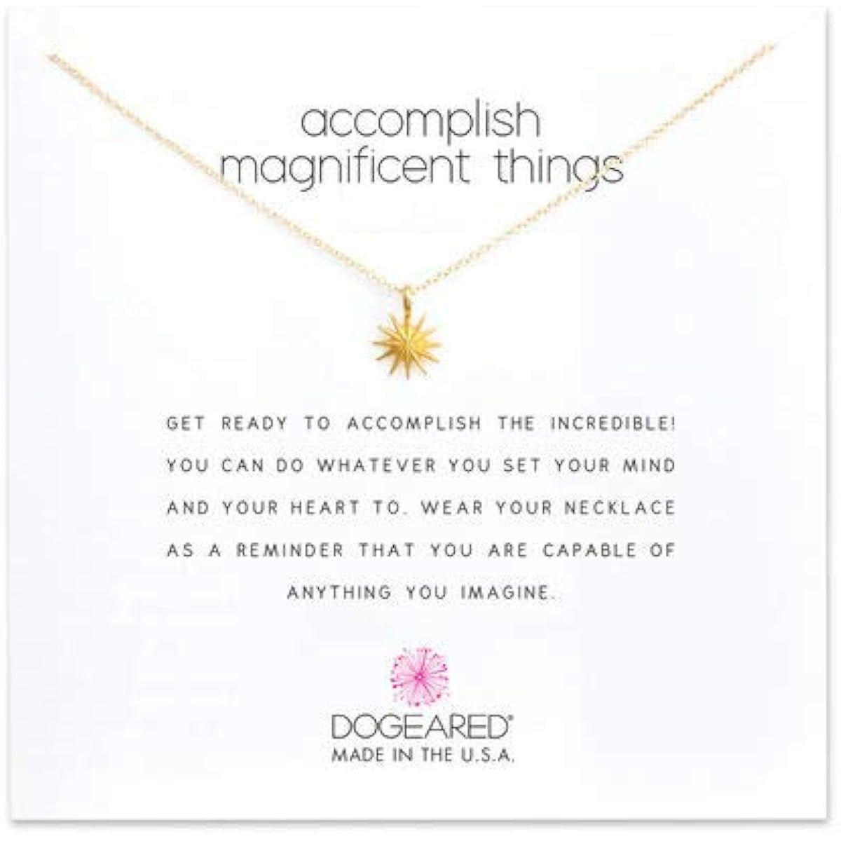 Dogeared Accomplish Magnificent Things Gold Dipped Reminder Box Necklace