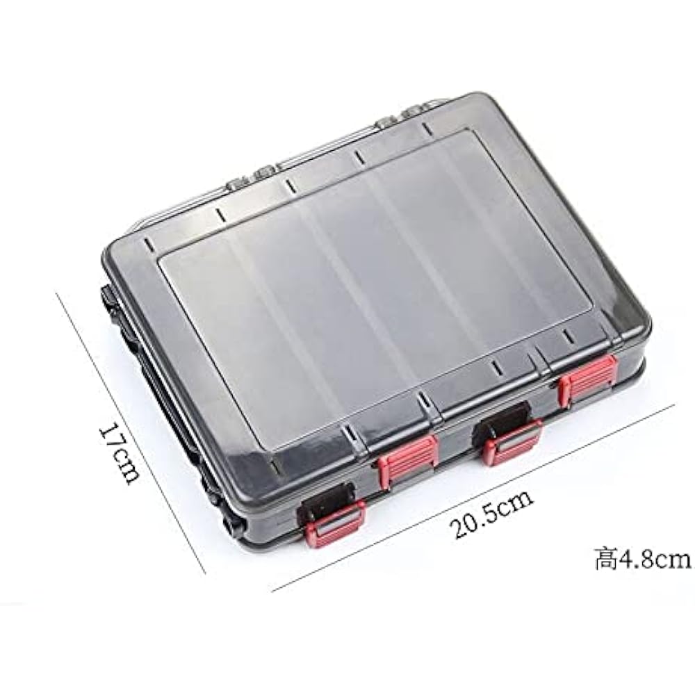 [Pont du Monde] Fishing Tackle Storage Lure Case Tackle Box Fishing (Set of 2/Clear Black) (Medium 10 Ports)
