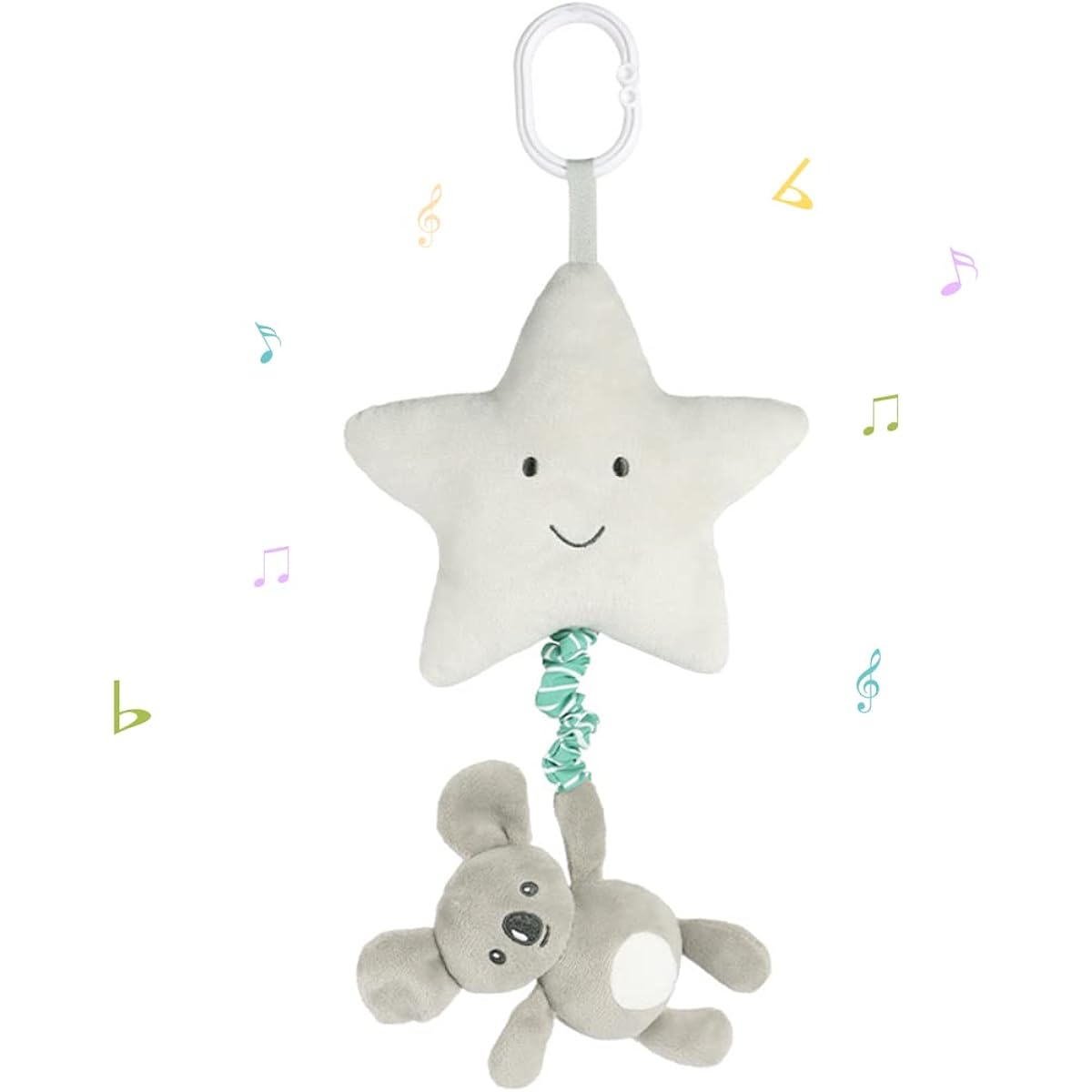 Blublu Park Baby Hanging Musical Toy with Music Box Baby Lullaby Pull Musical Sensory Toy for Baby Boys Girls Clip-On Stroller Pram Car Seat Toy Star