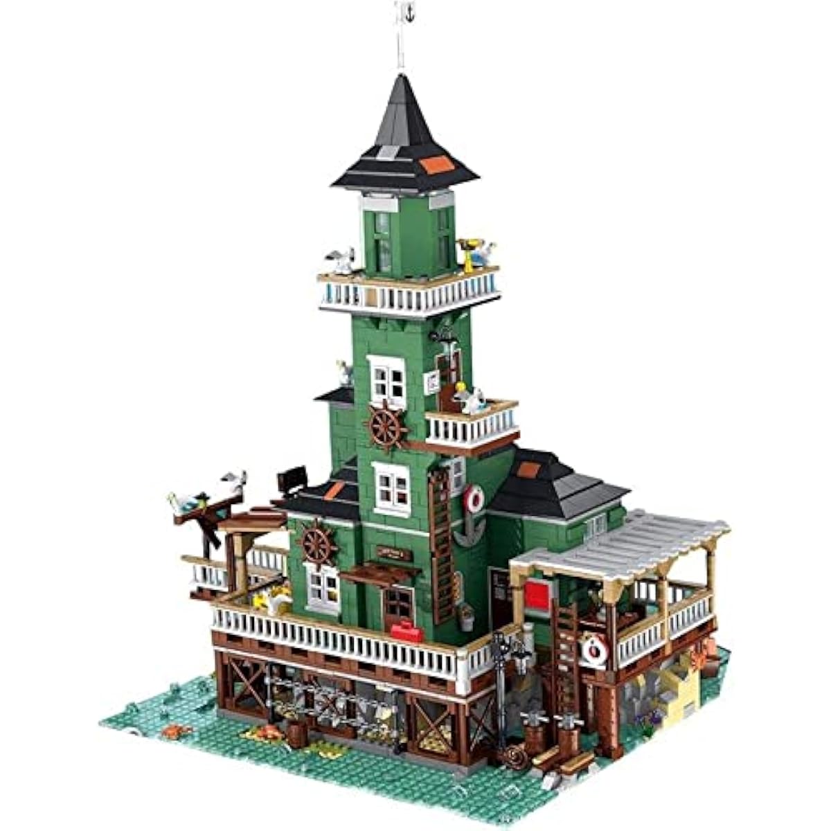 General Jim's Realistically Detailed Fisherman Harbor Town Series Modular Building 3452 Piece 3 Tier Lighthouse Construction Suite Building Blocks Toy Block Set for Adults and Teens