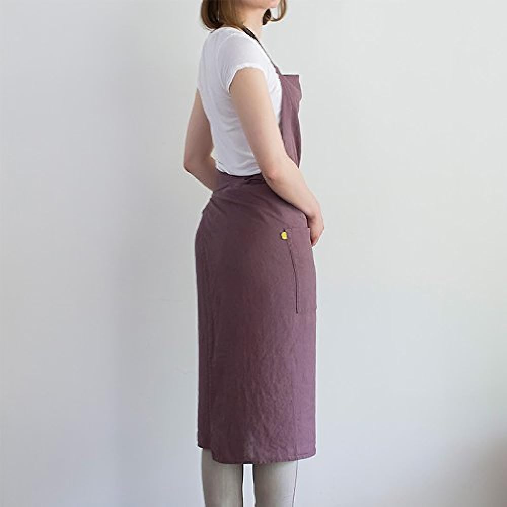 Linen full apron Manon <Vintage Mauve> A278 [Lino e Lina/Lino e Lina] Mustard