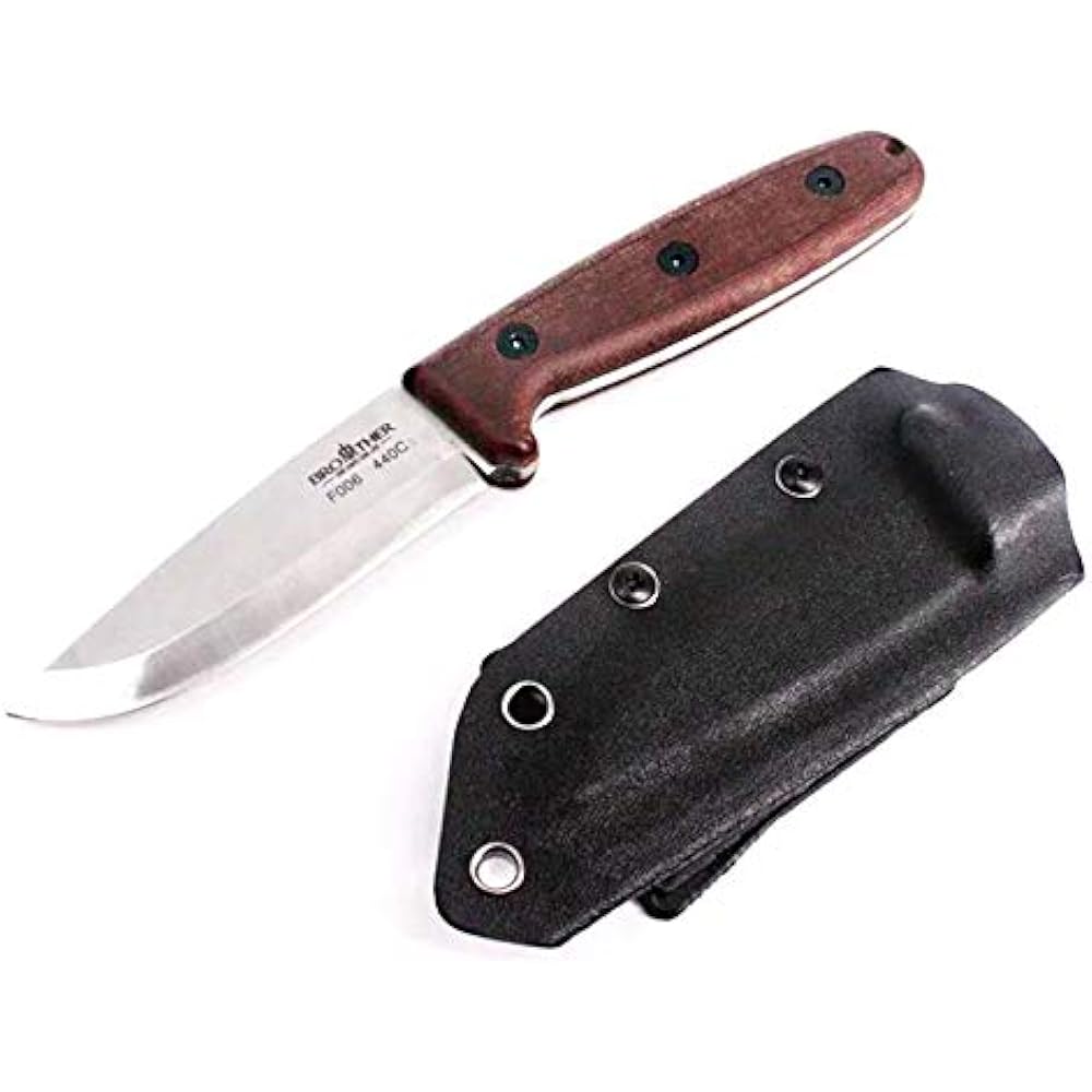 BROTHER -F006 Brown Sheath Knife Brother Knife Scandi Grind Micarta 440C 58-60 HRC