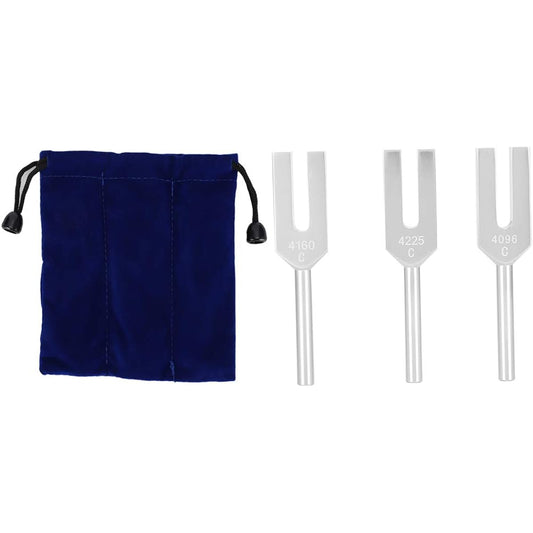 3-Piece Tuning Fork Set C4096 / C4160 / C4225 Aluminum Alloy Tuning Fork Sound Healing Therapy Tool Set with Storage Bag