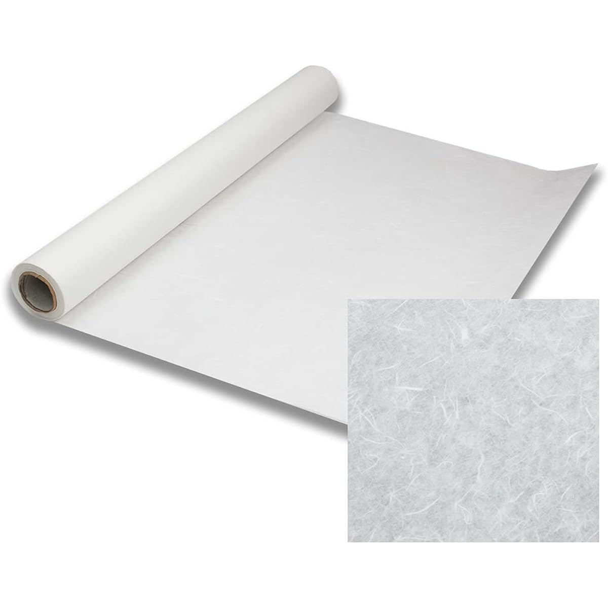 Korean Traditional Mulberry Paper Colored Chinese Character Roll Paper Natural Fiber Texture Unryu (White, 10.4" x 780")
