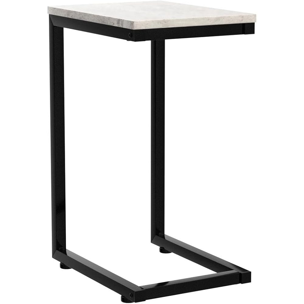 SoBuy Side Table Night Table U-shaped Sofa Side Compact Width 40 x Depth 30 x Height 60 cm Stylish Marble Style Scandinavian Style Bedside Table Mini Table Coffee Table Space Saving Working from Home Living Alone (FBT44-HG)