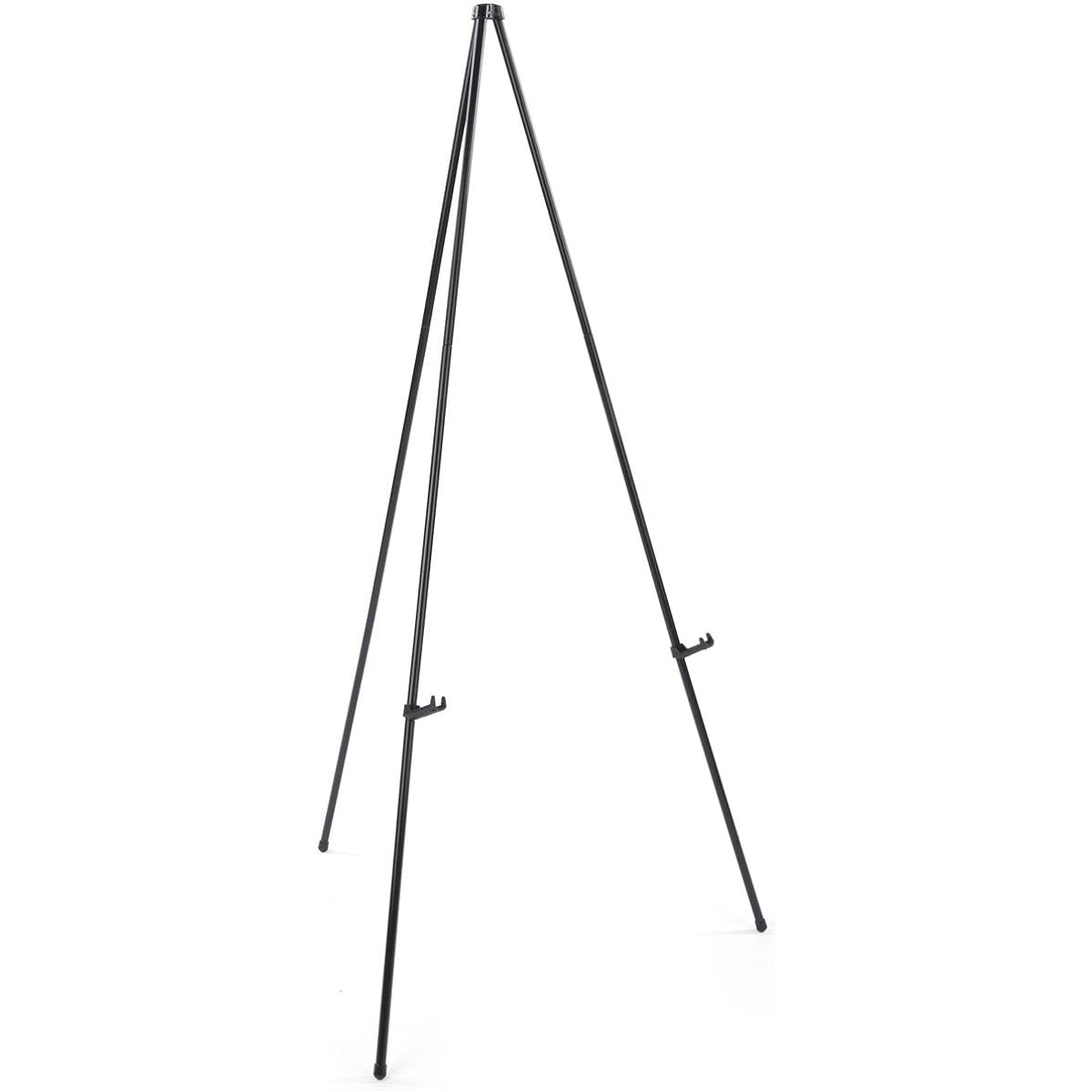 Floor-mounted display easel, tripod design, foldable, black, metal