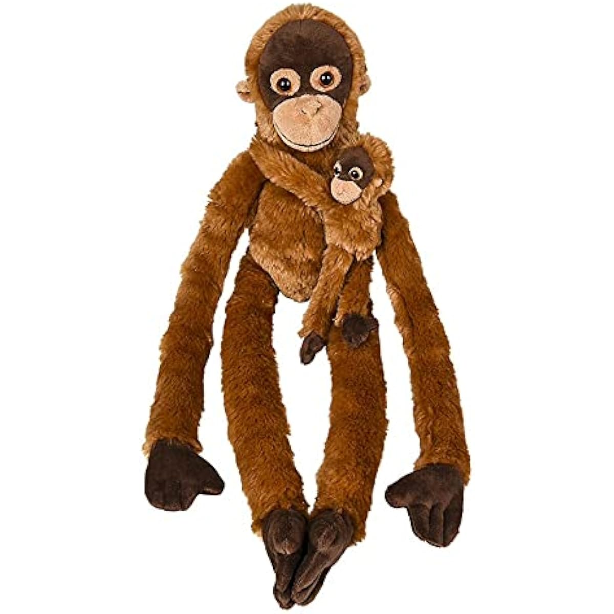 HOWBOUTDIS 32" Hanging Long Arm Plush Baby and Orangutan - Feet Connect to Hands - Super Soft and Cuddly Great Gift for Kids - Ages 3+