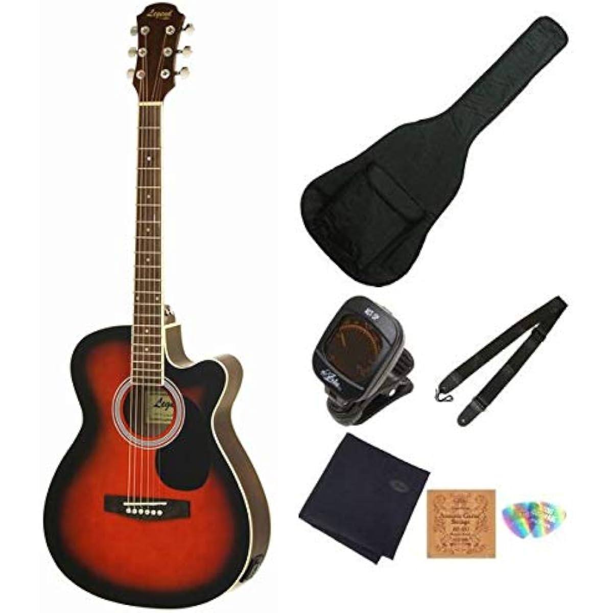 Legend by Aria FG-15CE/BS Electric Acoustic Guitar Beginner Set Aria Brown Sunburst [Inspected/Adjusted]