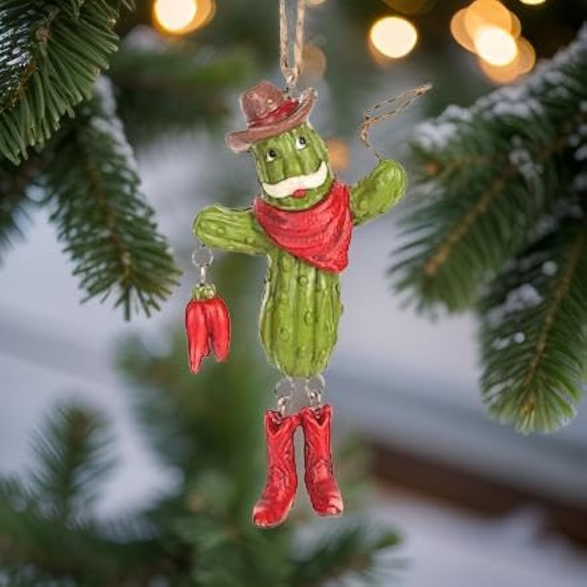 The Bridge Collection Santa Cactus Ornament Cactus Cowboy Christmas Tree Ornament Santa Ornament Southwest Ornament