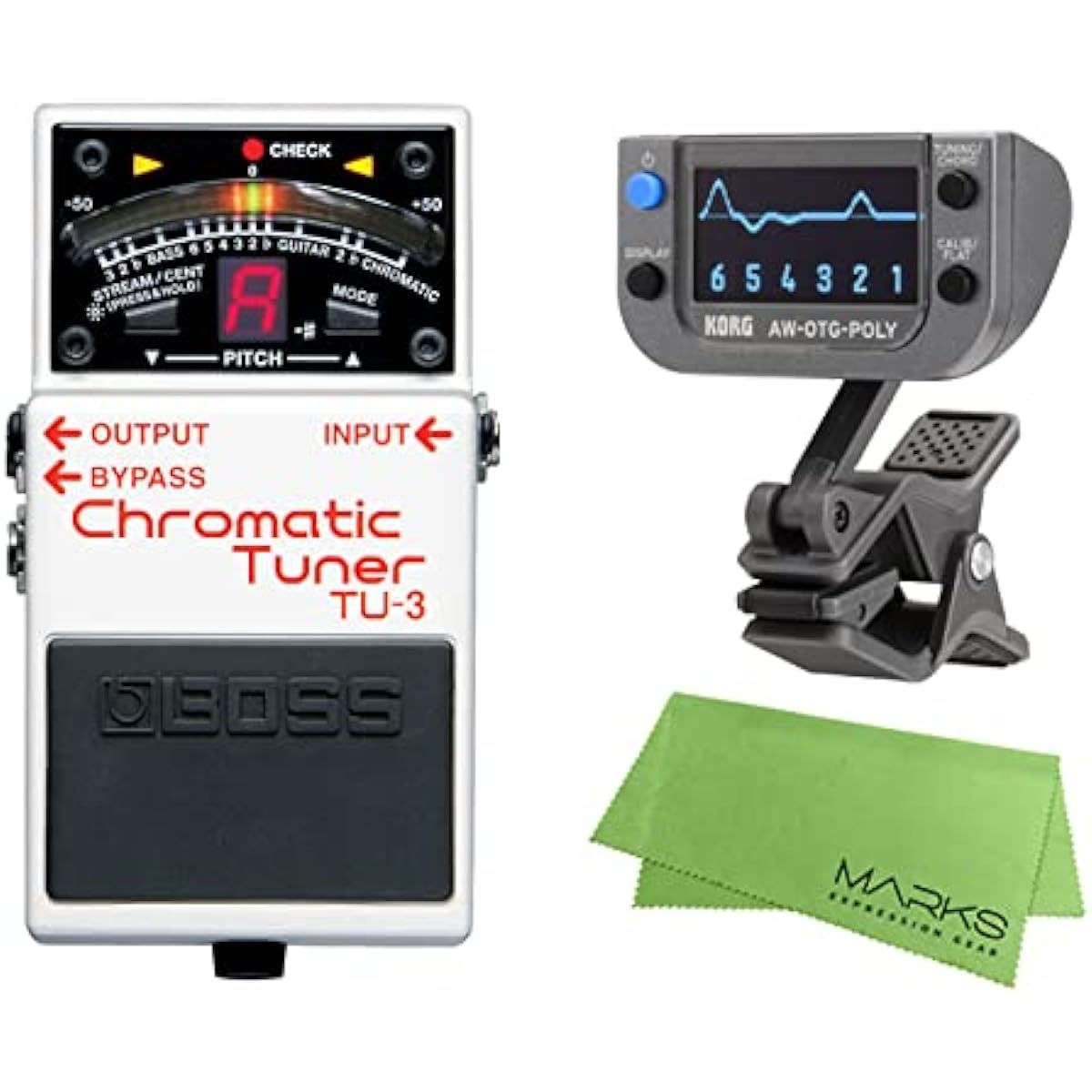 BOSS - Chromatic Tuner TU-3 + KORG AW-OTG-POLY + Mark's Original Cloth Set