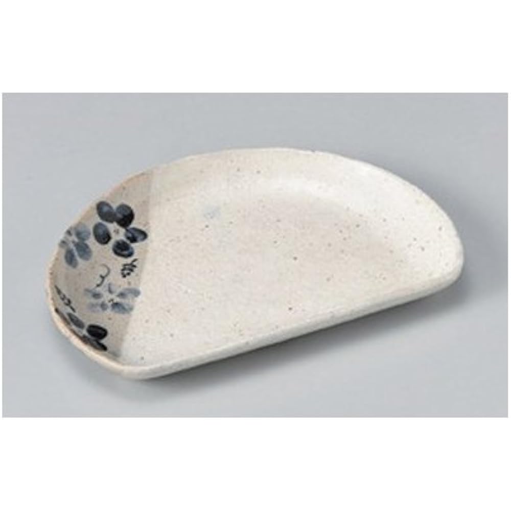 Set of 10 pottery plates, snow-covered indigo flower 8.0 half-moon plate [23.5 x 16 x 2.3cm] Earthenware [restaurants, inns, Japanese tableware, restaurants, commercial use, tableware]