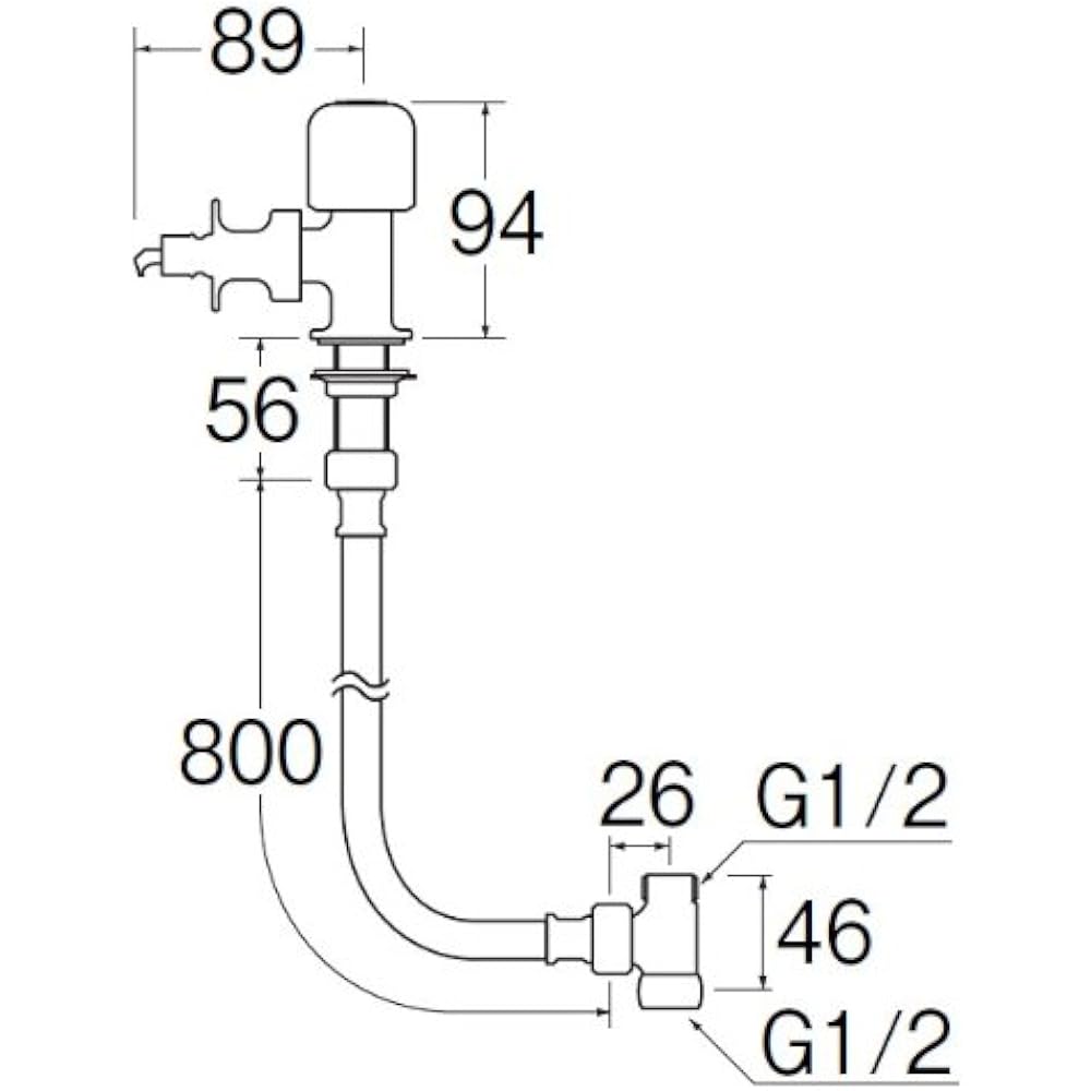 SANEI Dishwasher branch stop valve set, one-touch hose connection, automatic water stop function, 80cm flexible included Y5050TVA-1S-13