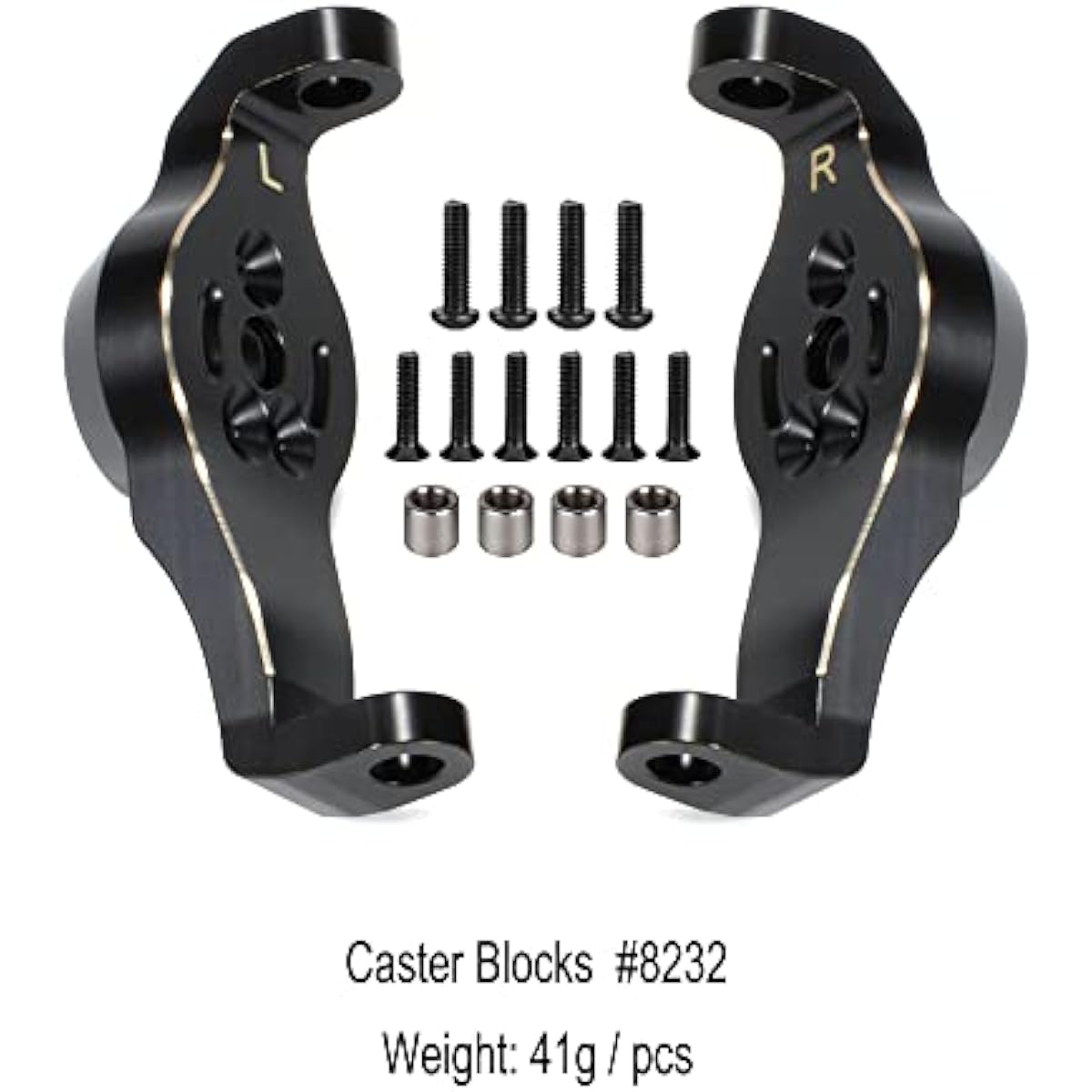 RCXXX Brass Caster Block Front C Hub Carrier Counterweight 1/10 RC Crawler TRX4 Upgrade Parts 8232 Replacement (Black) 1 Pair