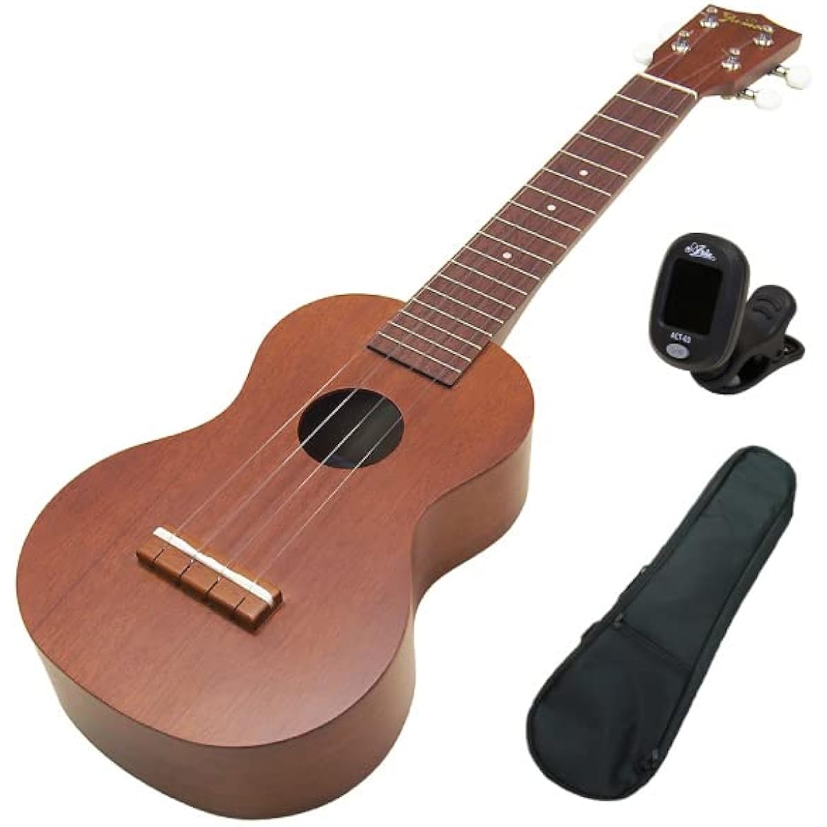 Famous Ukulele FLS-60 with Tuner, Soprano, Long Neck, Mahogany Body [Made in Japan] [For Jakasolo] (u)