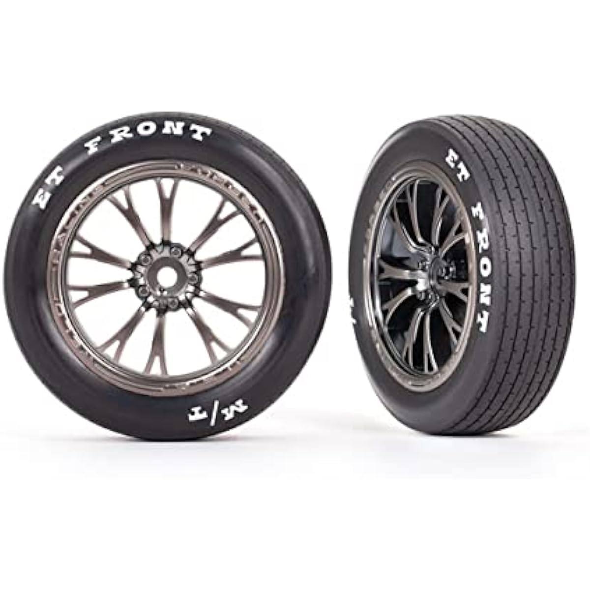 Traxxas 9474A Tires & Wheels Assembled Glued (Welded Satin Black Chrome Wheels, Tires, Foam Inserts) (Front) (2)