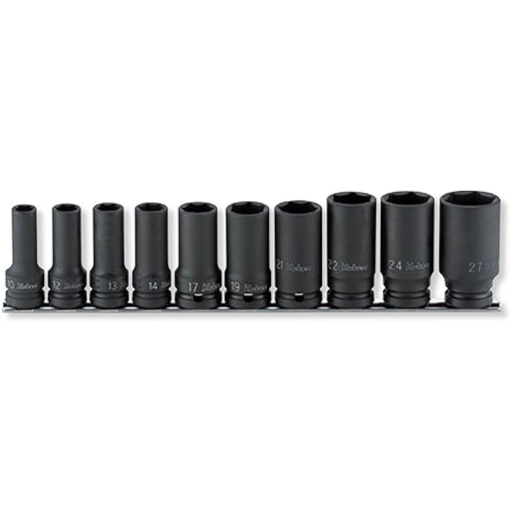 Koken 3/8 (9.5mm) SQ. Impact hexagonal semi-deep socket (thin wall) rail set 9 pieces RS13301X/9