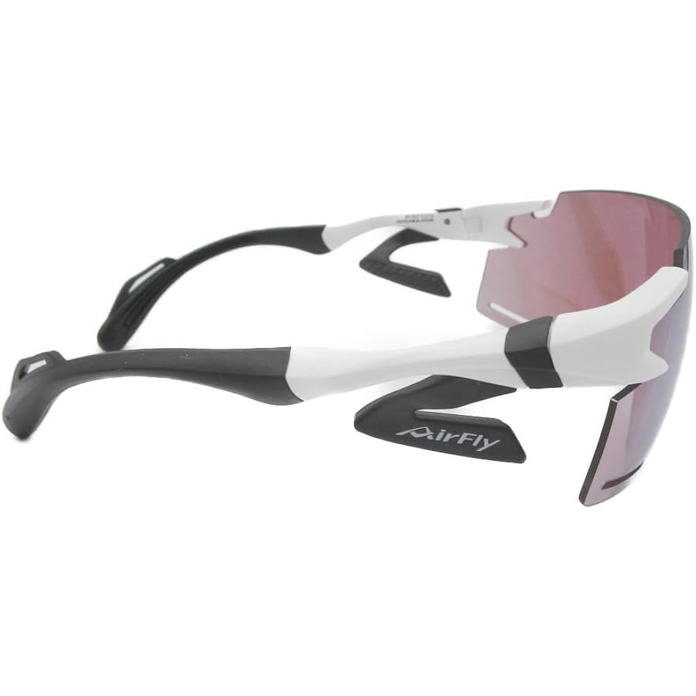 "Domestic regular product" AirFlay sports sunglasses without nose pad AF-301 BK series Frame color White mat Lens color Blue pink mirror Visible light transmittance 15% UV cut rate 99% or more Product number AF-301 C-2BK