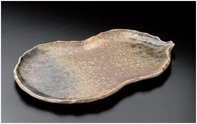 Set of 10 pottery plates, gold colored woven fabric Hisago type 9.0 pottery plates [24.5 x 13.2 x 1.4cm] [Restaurant, inn, Japanese tableware, restaurant, commercial use, tableware]