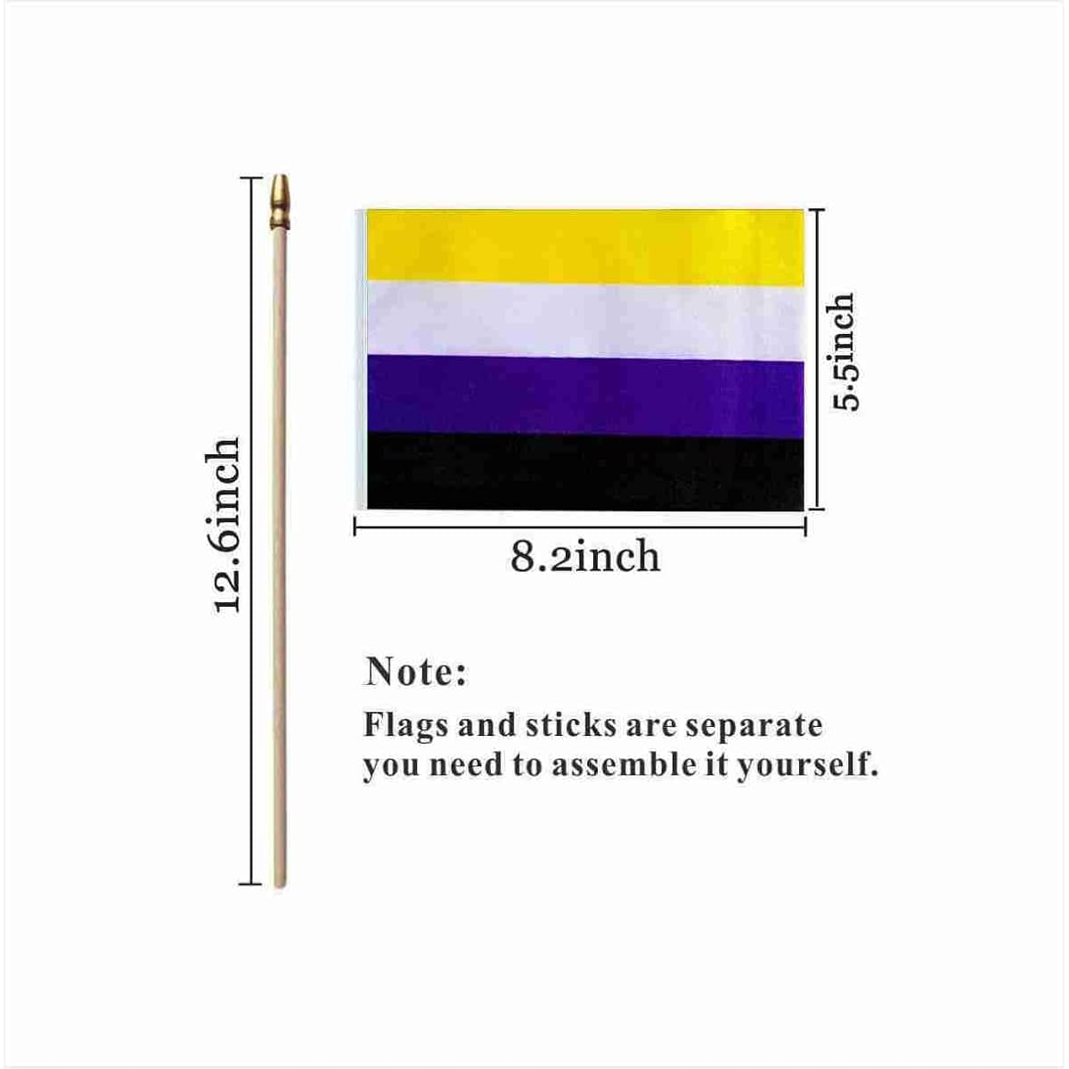 XCFH Pride Rainbow Small Stick Flags All Mini Handheld LGBTQ Flags 20 Pack 5x8 Inch