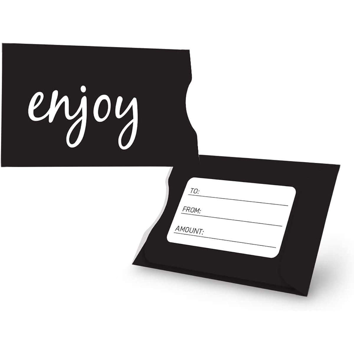 Swipe It Gift Card Holder Sleeves Paper Pack of 100 for Thank You, Birthday, Father's Day, Housewarming, Wedding, Anniversary, Baby Shower, Spa, Enjoy, Black, ENJOY-BLACK-100