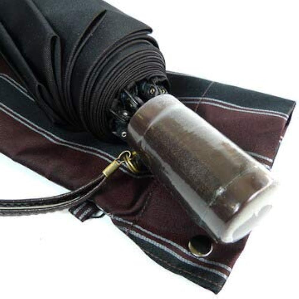 Luxury Koshu-ori Men's Folding Umbrella "Tie" Striped ✕ Plain WINE Red Makita Shoten, a long-established Koshu-ori umbrella manufacturer with a history of over 140 years since the Edo period, Men's Luxury Umbrella