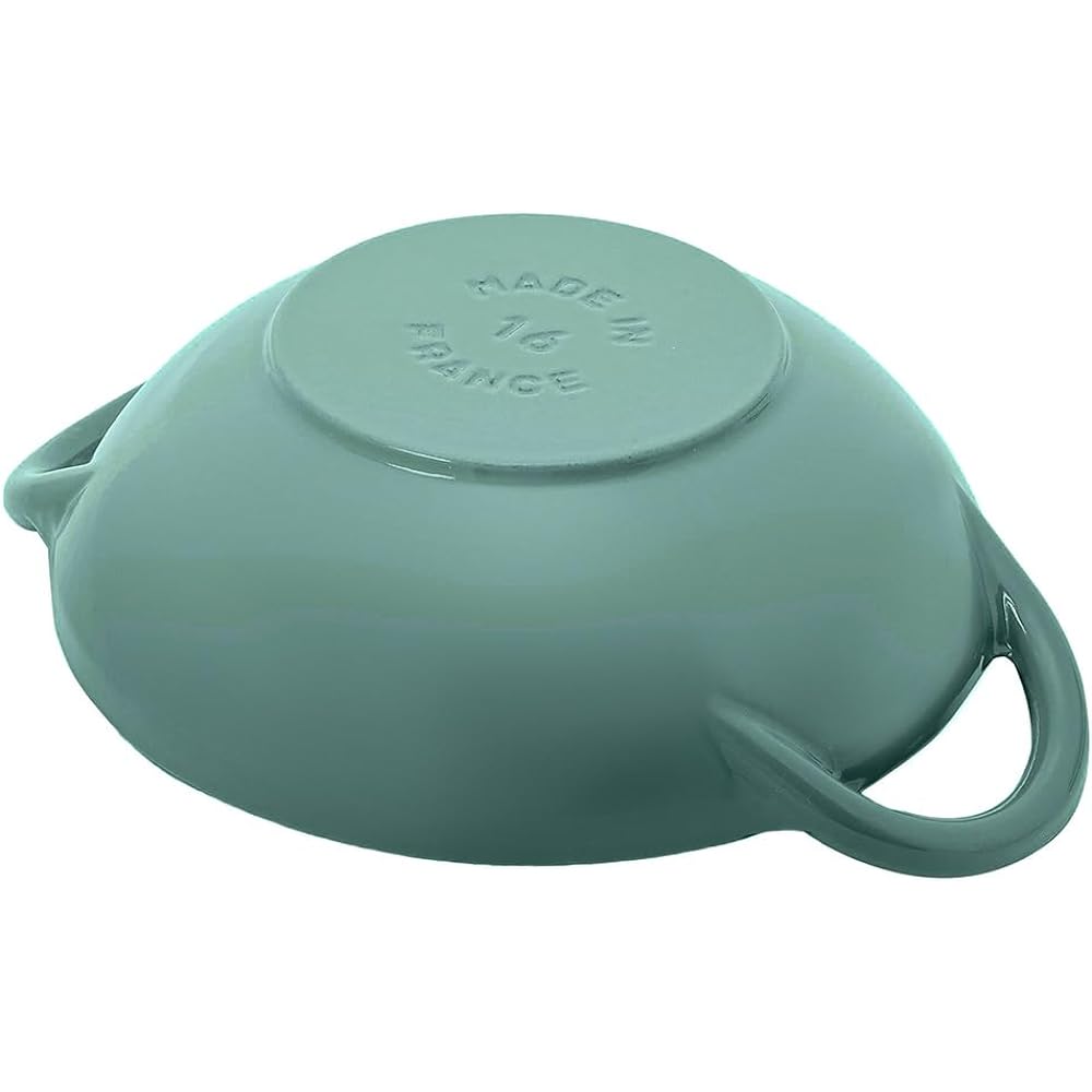 staub "Baby Wok Eucalyptus 16cm with Lid" Small Handled Chinese Cast Enamel Pot [Authorized Japanese Product with Serial Number] Baby Wok Z1027-843