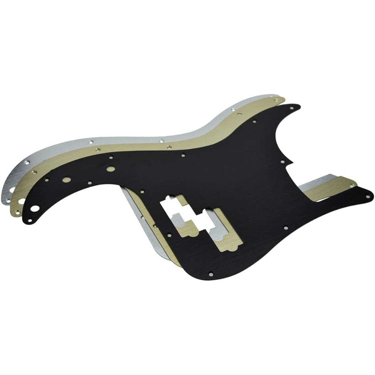 KAISH 13 Hole Metal Aluminum Anodized Left Handed P Bass Style Pickguard American Modern Style Standard Bass Pickguard Precision P Bass Silver