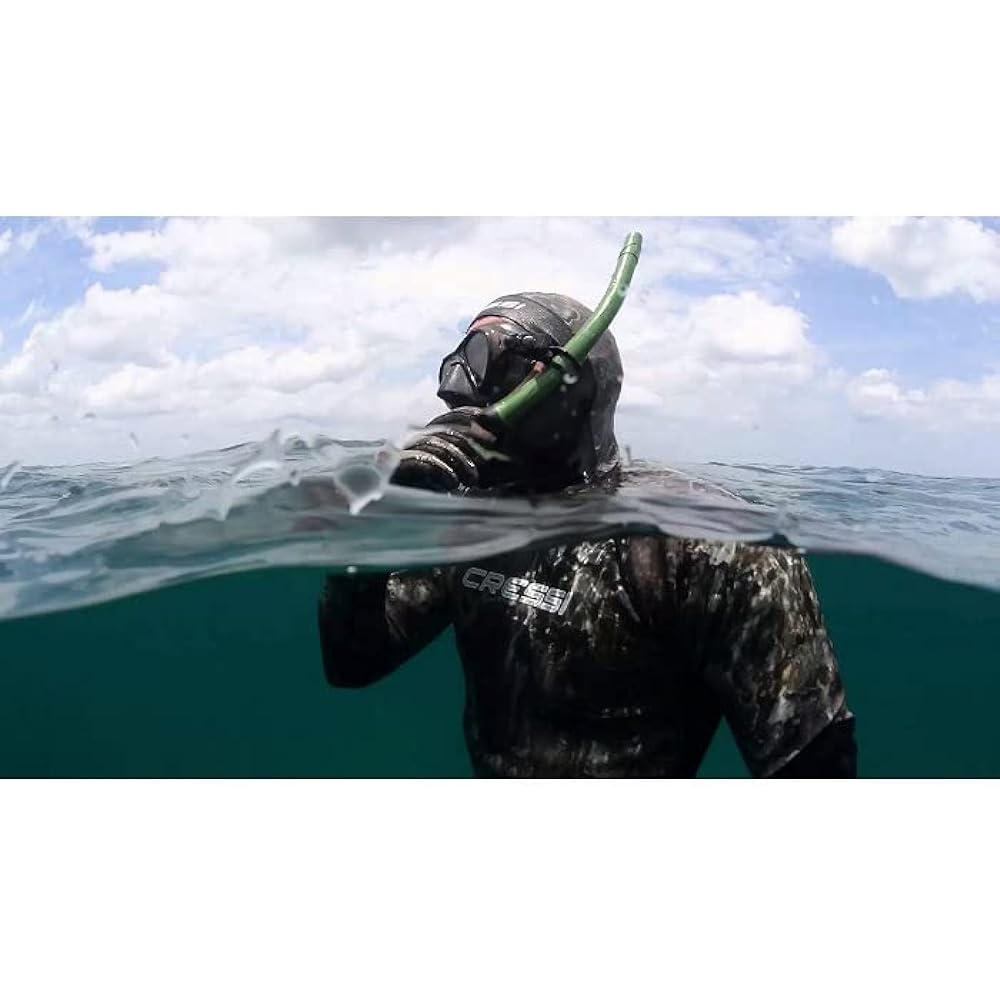CRESSI Deep Freediving Spearfishing Snorkel [CORSICA] Wide tube is collapsible Soft silicone mouthpiece No drain valve [Genuine product]