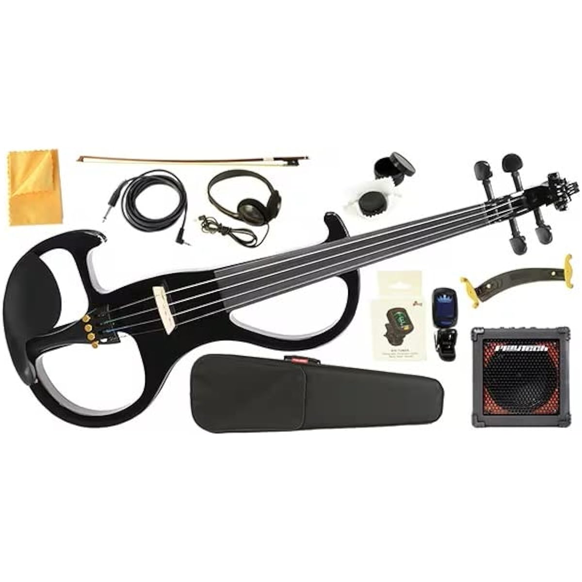 PLAYTECH Electric Violin 4/4 Beginner's Amplifier Set Black