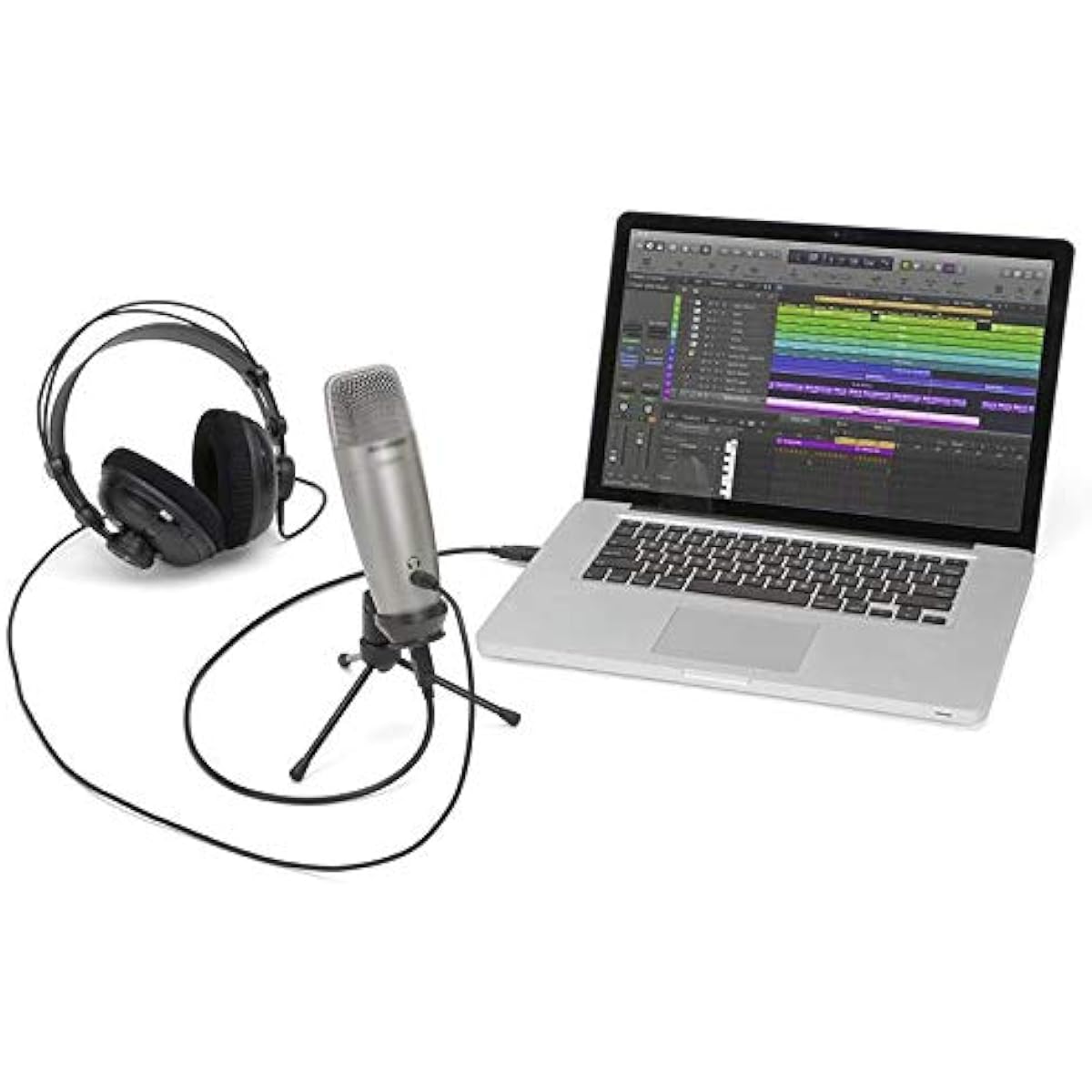Microphone, Samson USB Studio Condenser Microphone, Broadcast Large Diaphragm Condenser Microphone with Real-time Monitoring