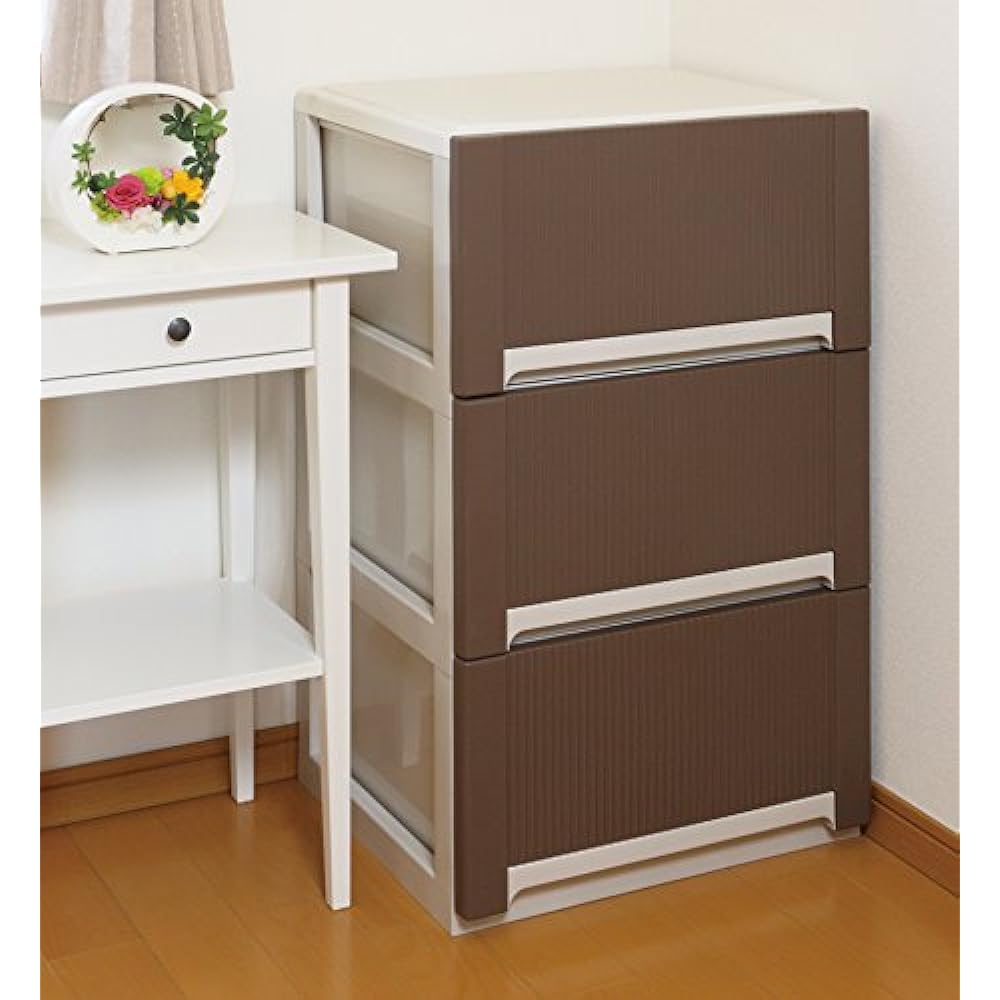 Sanko Plastic 3 deep clothing storage Aura Width 50 x Depth 44.7 x Height 84.6 cm Brown