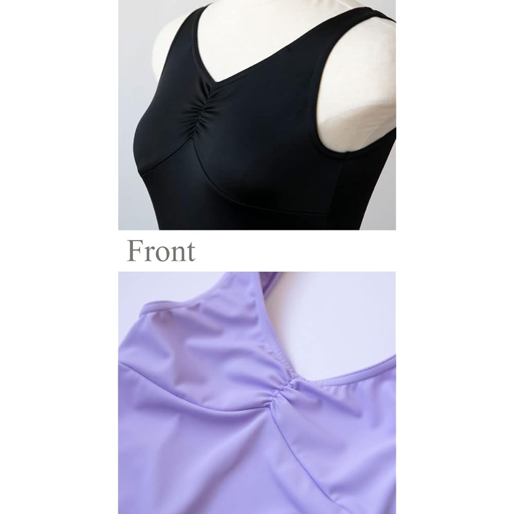 Ballet Halfbeak Leotard for Children to Adults [Frappe] V-neck Tank Leotard Skirtless Leotard Made in Japan 3 Year Warranty Included