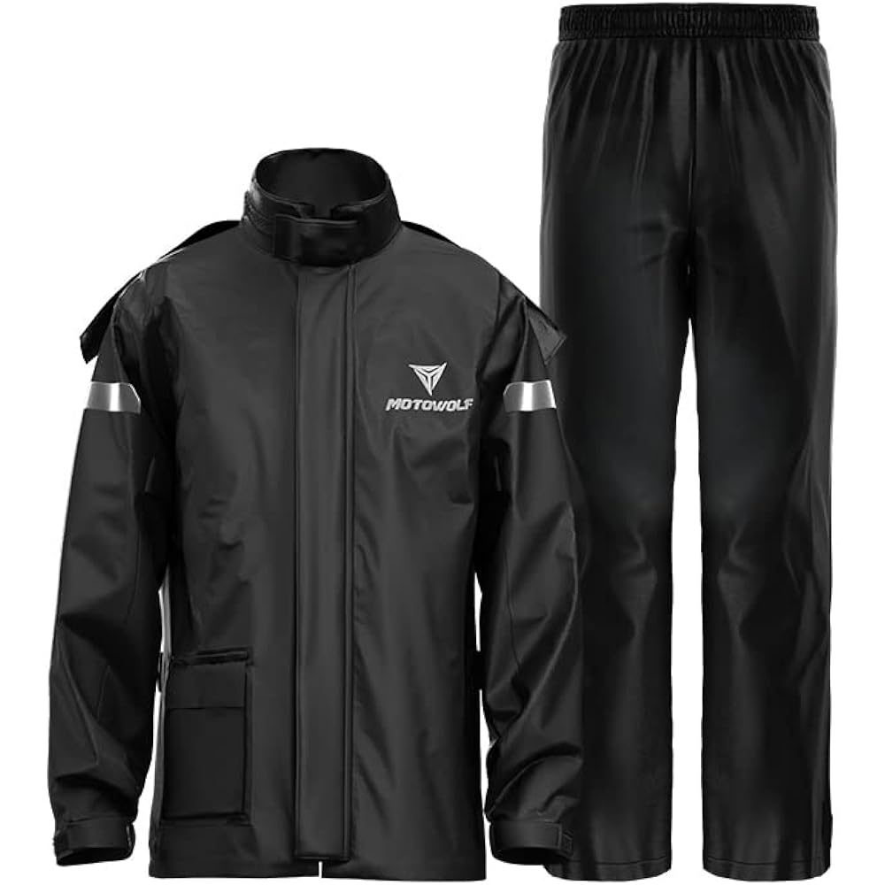 [MOTOWOLF] Motorcycle Rainwear Rain Jacket Rain Pants Rain Suit Jacket Wear Rainwear Top and Bottom Spring/Summer/Autumn/Winter Reflective Reflective Material Rain Gear Bicycle Fishing Outdoor Men Women