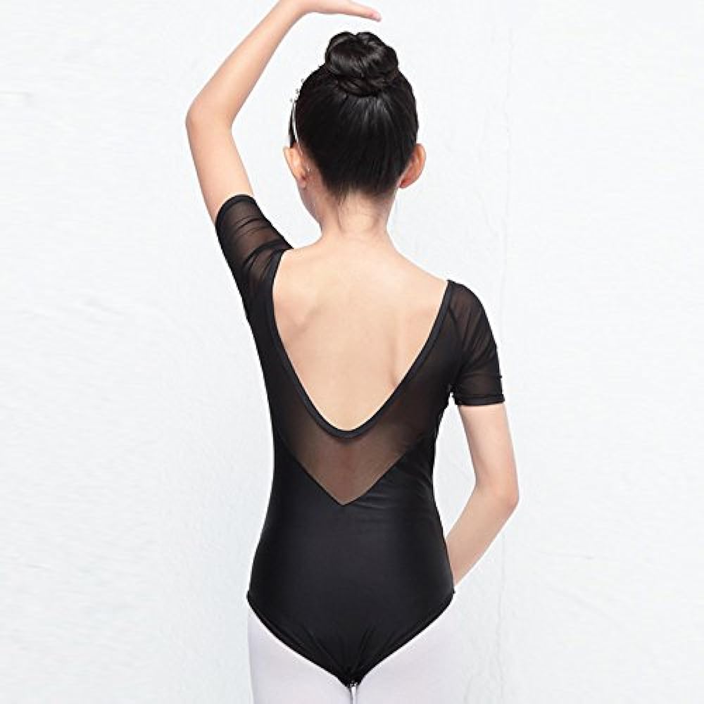 Ballet Leotard for Children, Mesh Short Sleeve, Dance Clothes, 2way Leotard with Snaps, Separate Skirt
