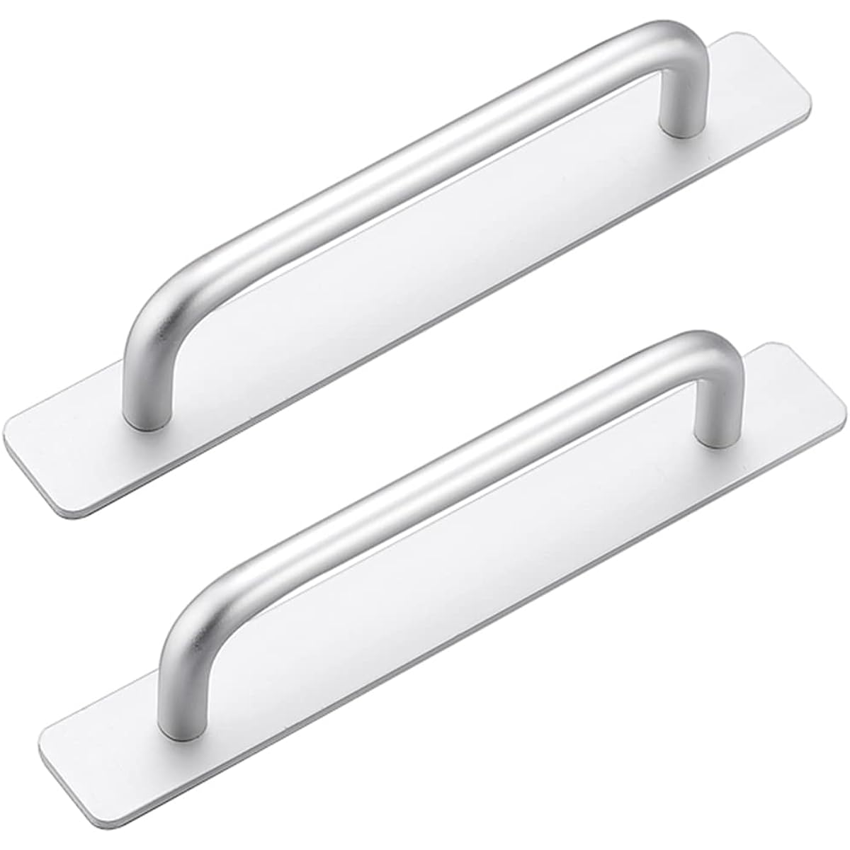 2 Self-Adhesive Furniture Handles, 180 mm Aluminum Cabinet Handle, for Kitchen, Bedroom, Sliding Door (Silver)