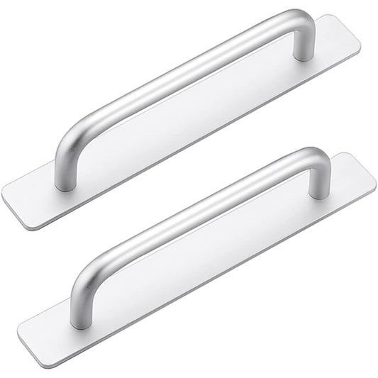 2 Self-Adhesive Furniture Handles, 180 mm Aluminum Cabinet Handle, for Kitchen, Bedroom, Sliding Door (Silver)