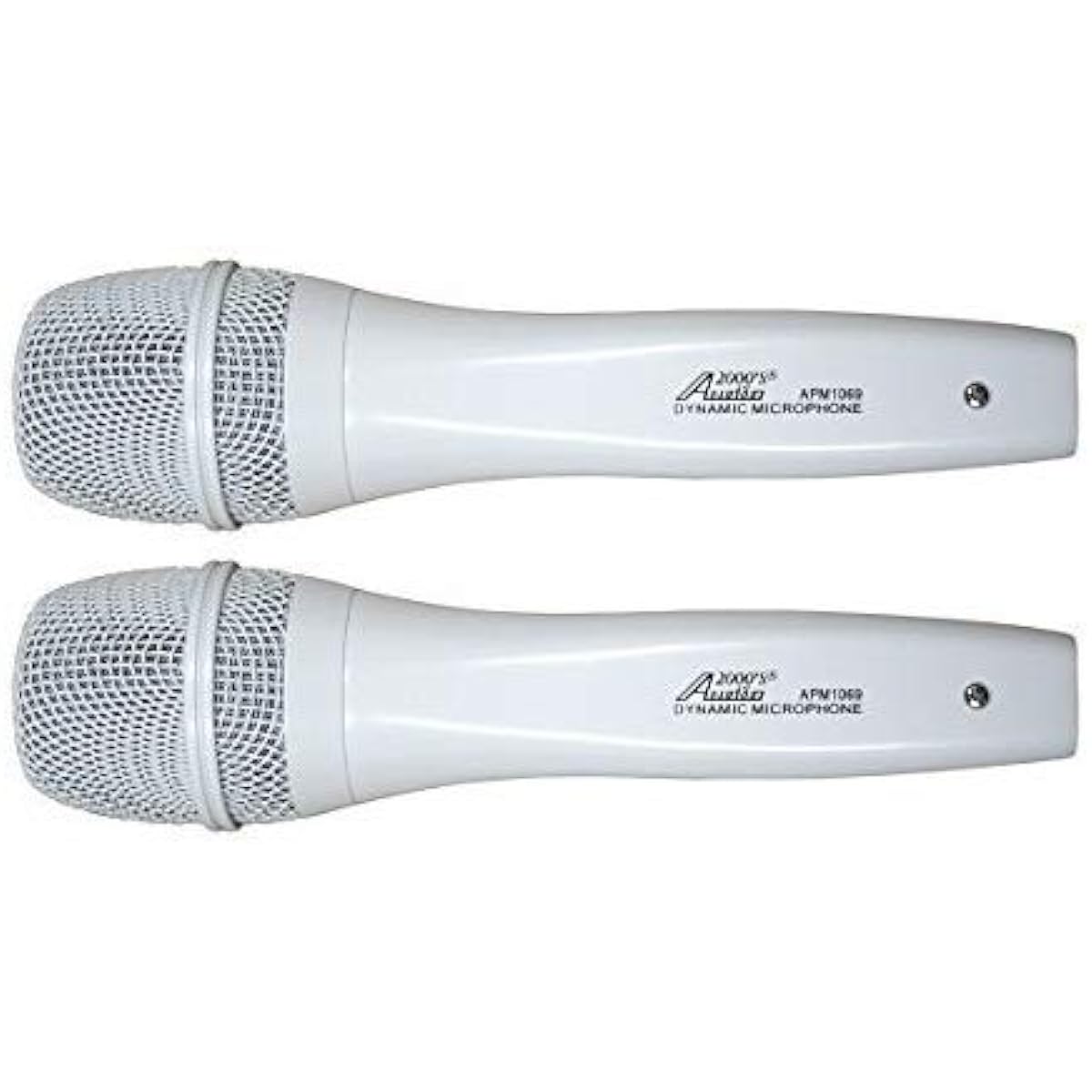 Audio2000'S S1069X2 2-Pack White Professional Unidirectional Dynamic Microphone with Built-in Acoustic Pop Filter, Rugged Construction, Steel Mesh Grille