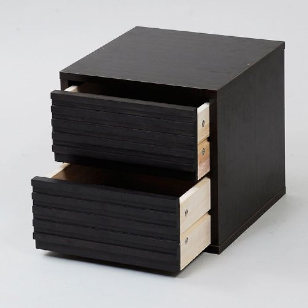 JK Plan New Japanese Style Cube BOX Series 2 Drawer Type Dark Brown yh-163