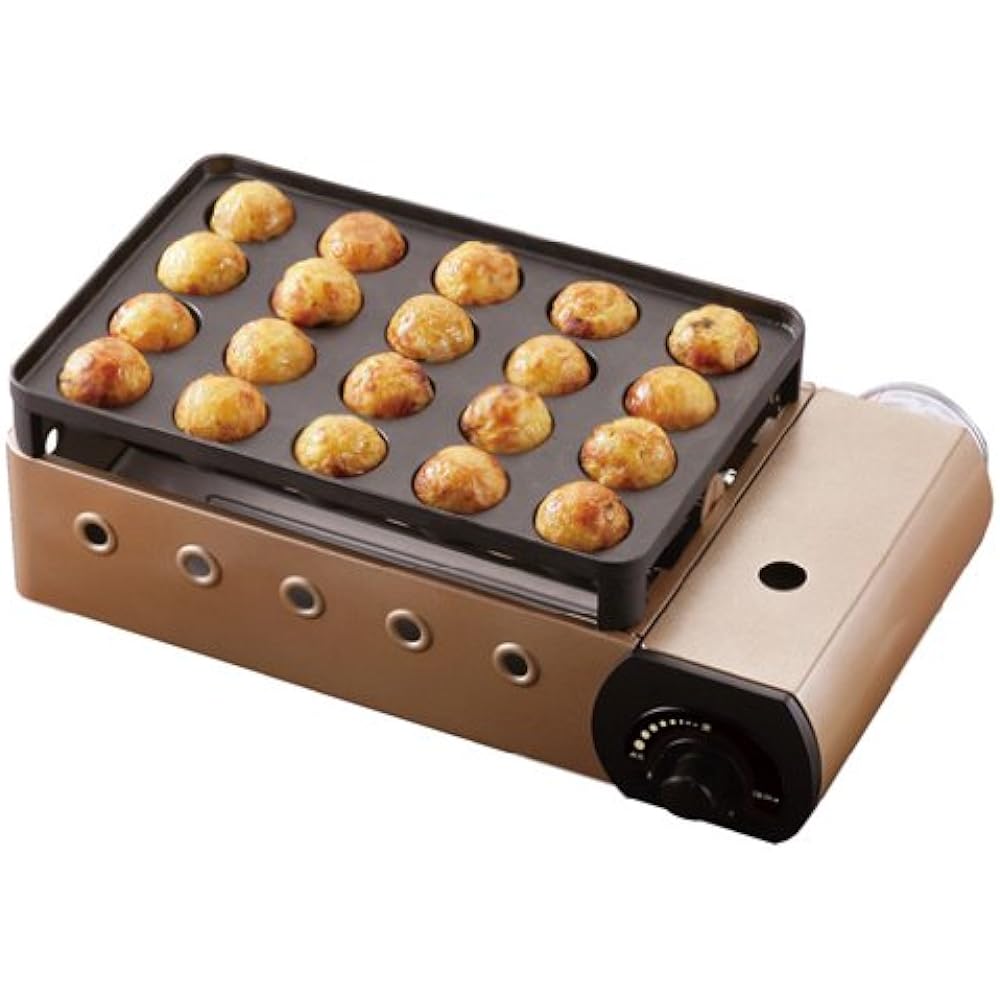 Iwatani Cassette Grill Takoyaki Machine Flame Tako 20 Holes [Recipe and 5 Bamboo Skewers Included] CB-TK-A