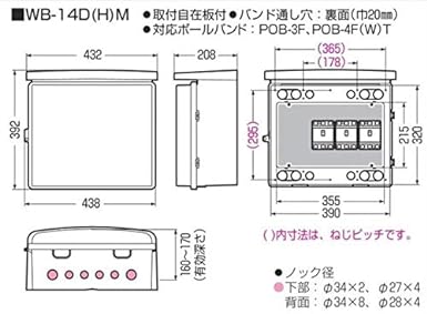 Mirai Kogyo Wall Box, Integrated Roof Type, Horizontal Type, Effective Thickness 160~170, Price for 1 Piece WB-14DM